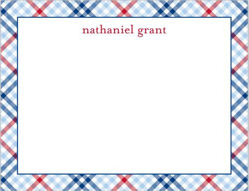 Check Blue and Red Flat Notecard  