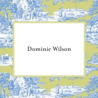 Toile Blue and Green Foldover Note