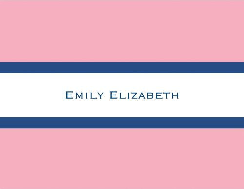 Stripe Light Pink and Navy Foldover Note