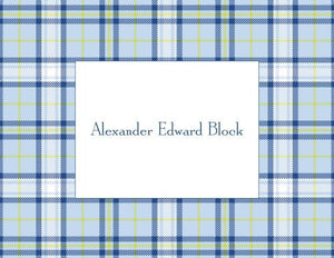 Plaid Blue Foldover Note