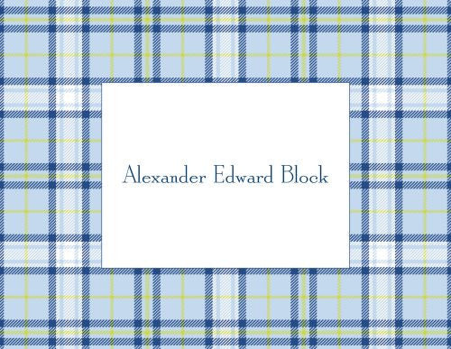 Plaid Blue Foldover Note