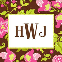 Brown Floral Monogram Folded Notes