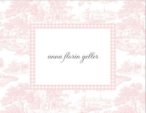 Toile Pink Foldover Note