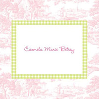 Toile Pink with Lime Check Foldover Note