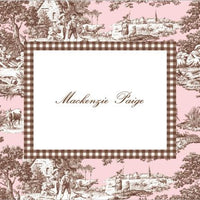 Toile Pink and Brown Foldover Note