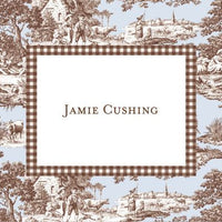 Toile Blue and Brown Foldover Note