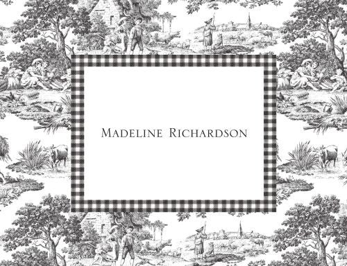 Toile Black Foldover Note