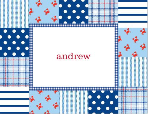 Patchwork Blue Foldover Note
