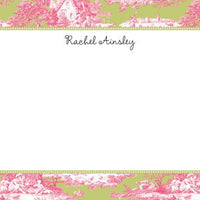 Toile Magenta and Green Flat Notecard