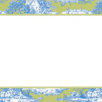 Toile Blue and Green Flat Notecard