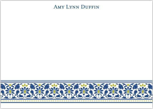 Ornamental Navy Flat Notecard