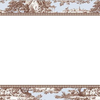 Toile Blue and Brown Flat Notecard