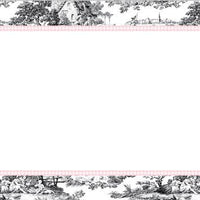 Toile Black with Pink Check  Flat Notecard