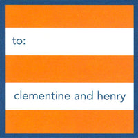 Orange& Navy Stripe Square Sticker