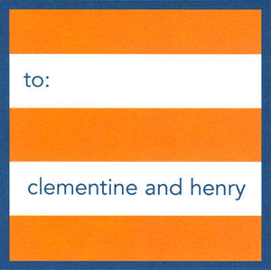Orange& Navy Stripe Square Sticker