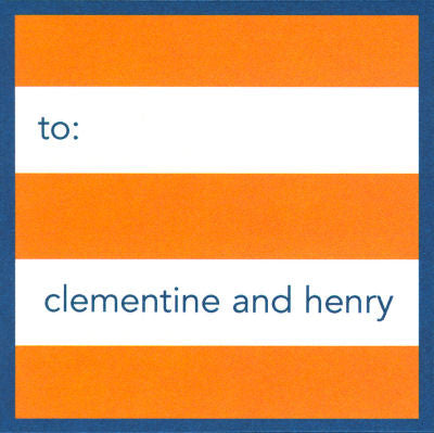 Orange& Navy Stripe Square Sticker