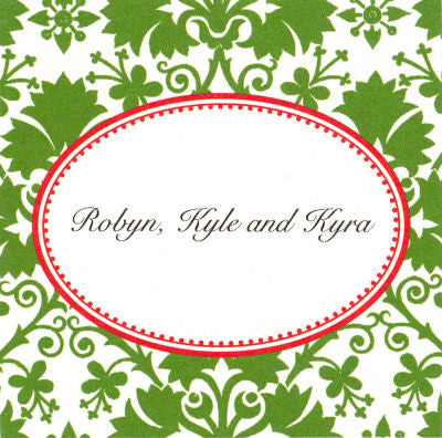 Green Damask Square Sticker