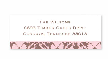 Damask Pink & Brown Address Label