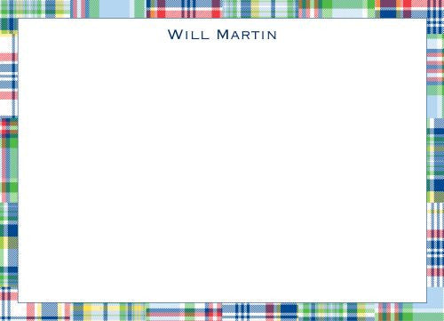 Madras Patch Blue Flat Notecard