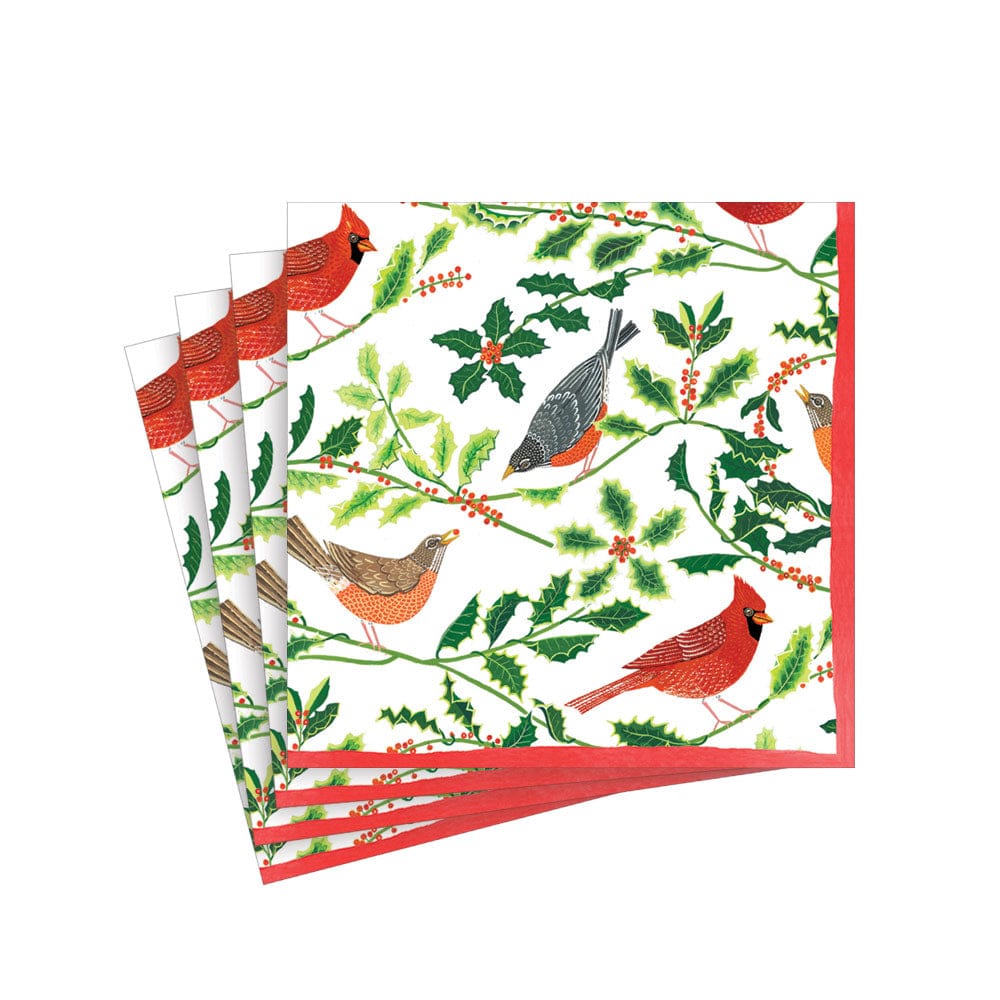 Songbirds and Holly Cocktail Napkin