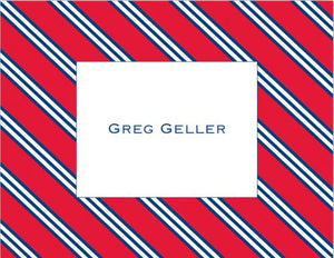 Repp Tie Red and Navy Foldover Note