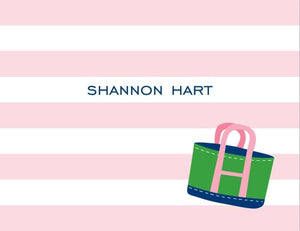 Stripe Tote Foldover Note
