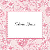 Floral Toile Pink Foldover Note