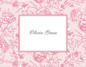 Floral Toile Pink Foldover Note