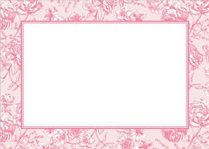 Floral Toile Pink Flat Notecard