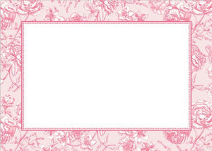 Floral Toile Pink Flat Notecard