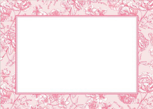 Floral Toile Pink Flat Notecard