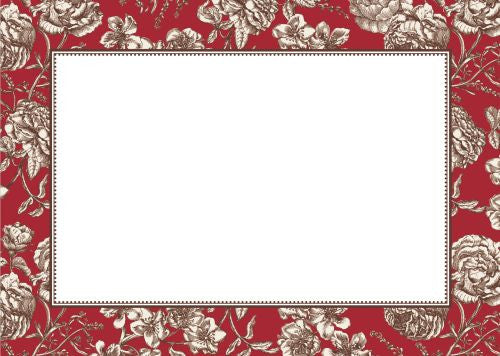 Floral Toile Red Flat Notecard