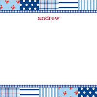 Patchwork Blue Flat Notecard