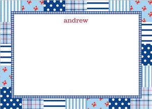 Patchwork Blue Flat Notecard