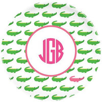 Pink Preppy Alligator Melamine Plate