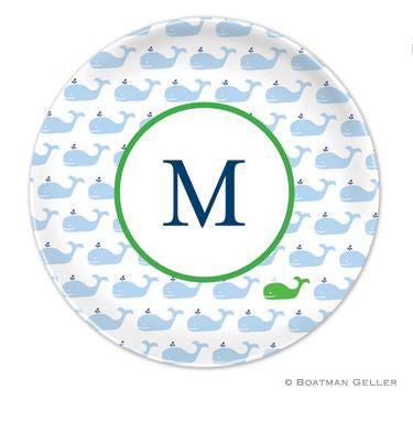 Whale Repeat Blue Melamine Plate