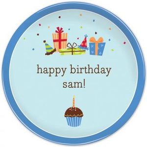 Personalized Melamine Boy Birthday Cupcake Plate