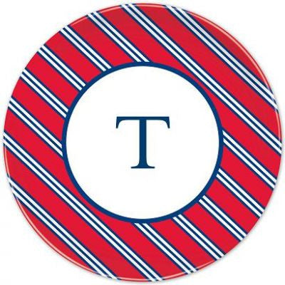 Repp Tie Red & Navy Melamine Plate