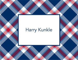 Ashley Plaid Navy Foldover Note