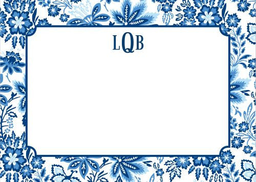 Classic Floral Blue Flat Notecard