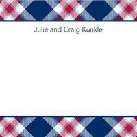 Ashley Plaid Navy Flat Notecard