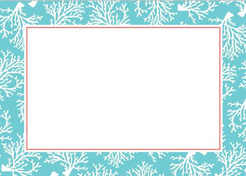 Coral Repeat Teal Flat Notecard