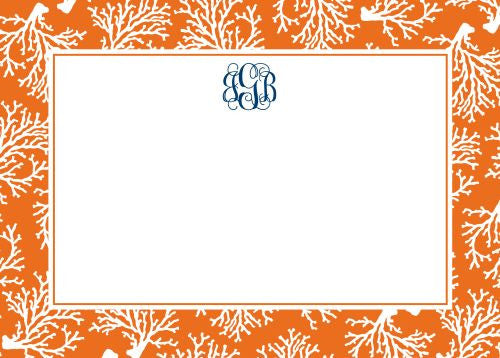 Coral Repeat Flat Notecard