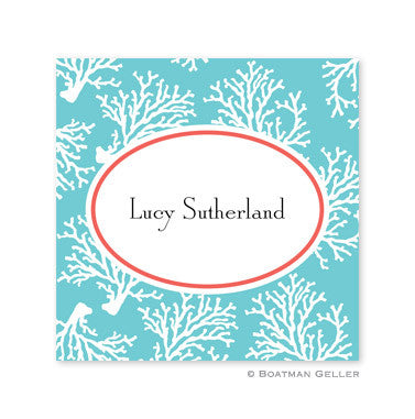 Coral Repeat Teal Stickers