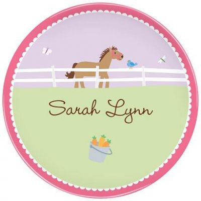 Personalized Melamine Horse Plate