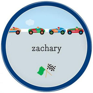 Personalized Melamine Race Cars Plate