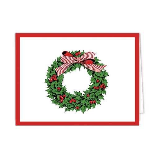 Holly Wreath Christmas Folded Notecards