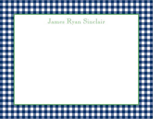 Gingham Navy Flat Notecard