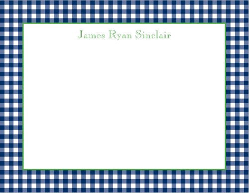 Gingham Navy Flat Notecard