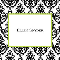 Madison Damask White with Black Foldover Note